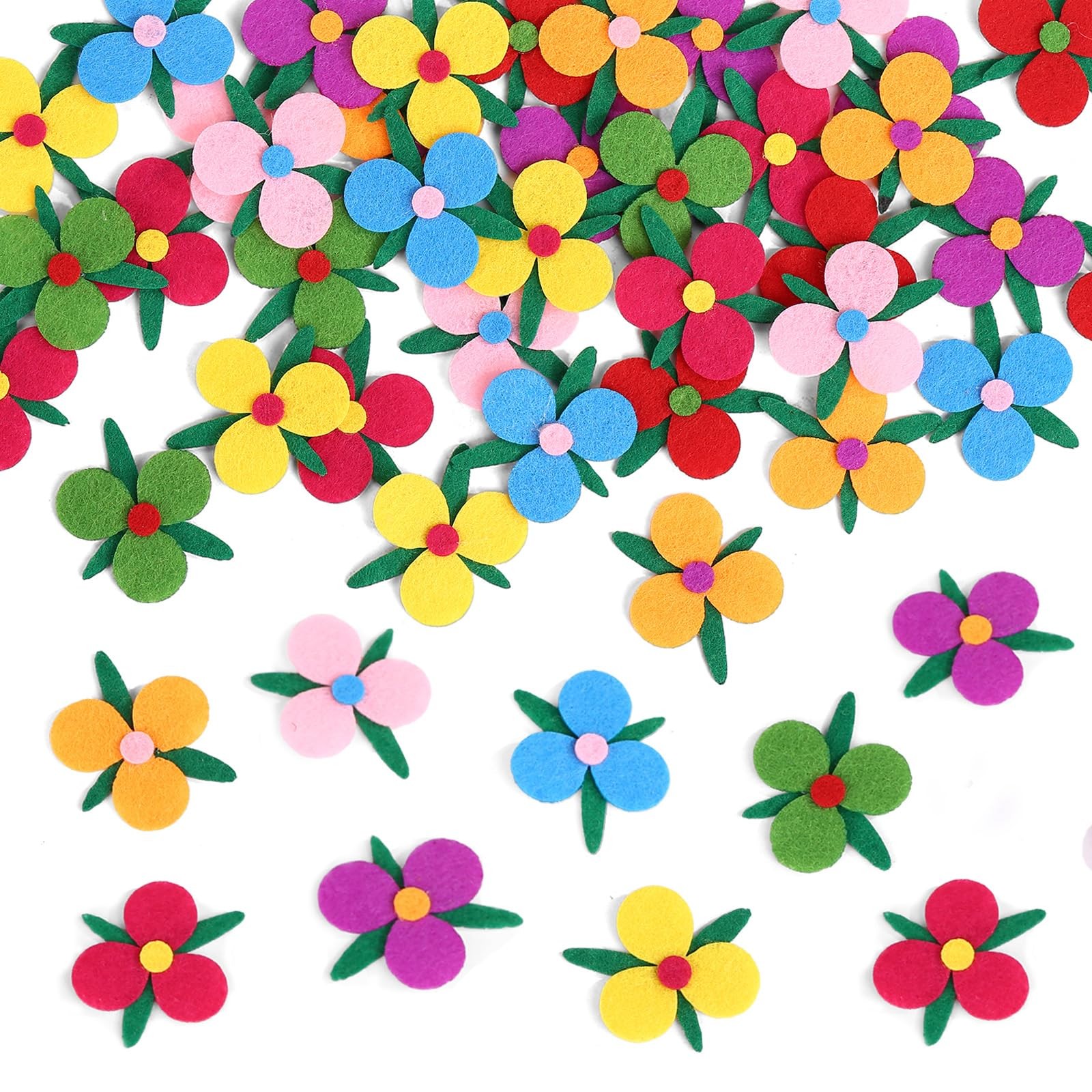120 PCS 1.33 x 1.1 Inch ThreePetal Felt Flower Embellishments Craft Set