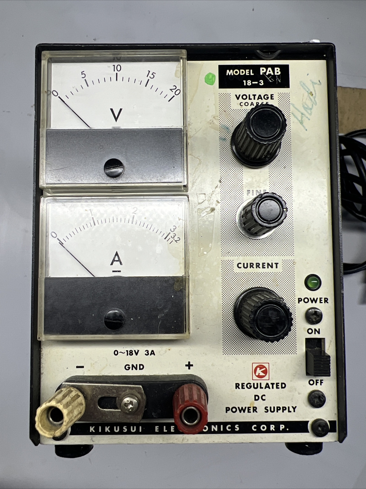 Kikusui Electronics 18V Regulated Power Supply PAB 18-3 w/warranty Free Shipping