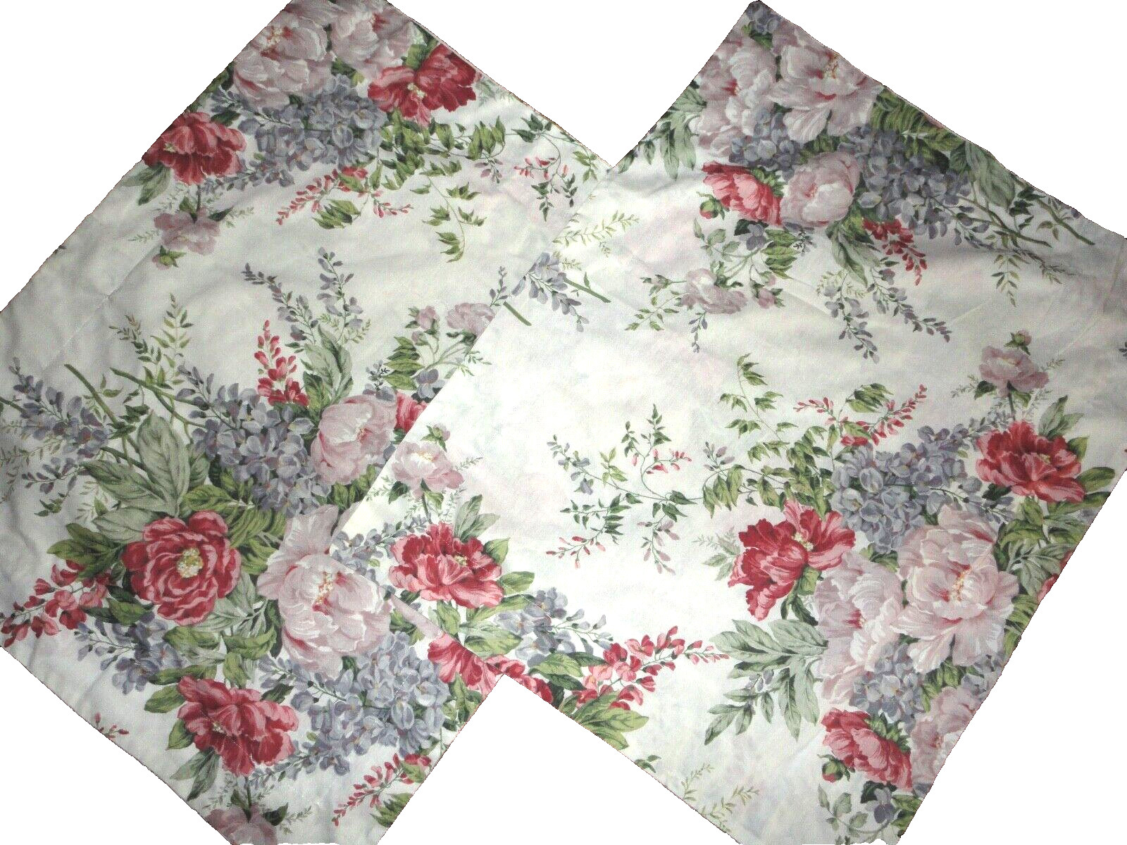 WESTPOINT BURGUNDY PINK PURPLE GREEN FLORAL (2) STANDARD PILLOW SHAMS 20 X 26