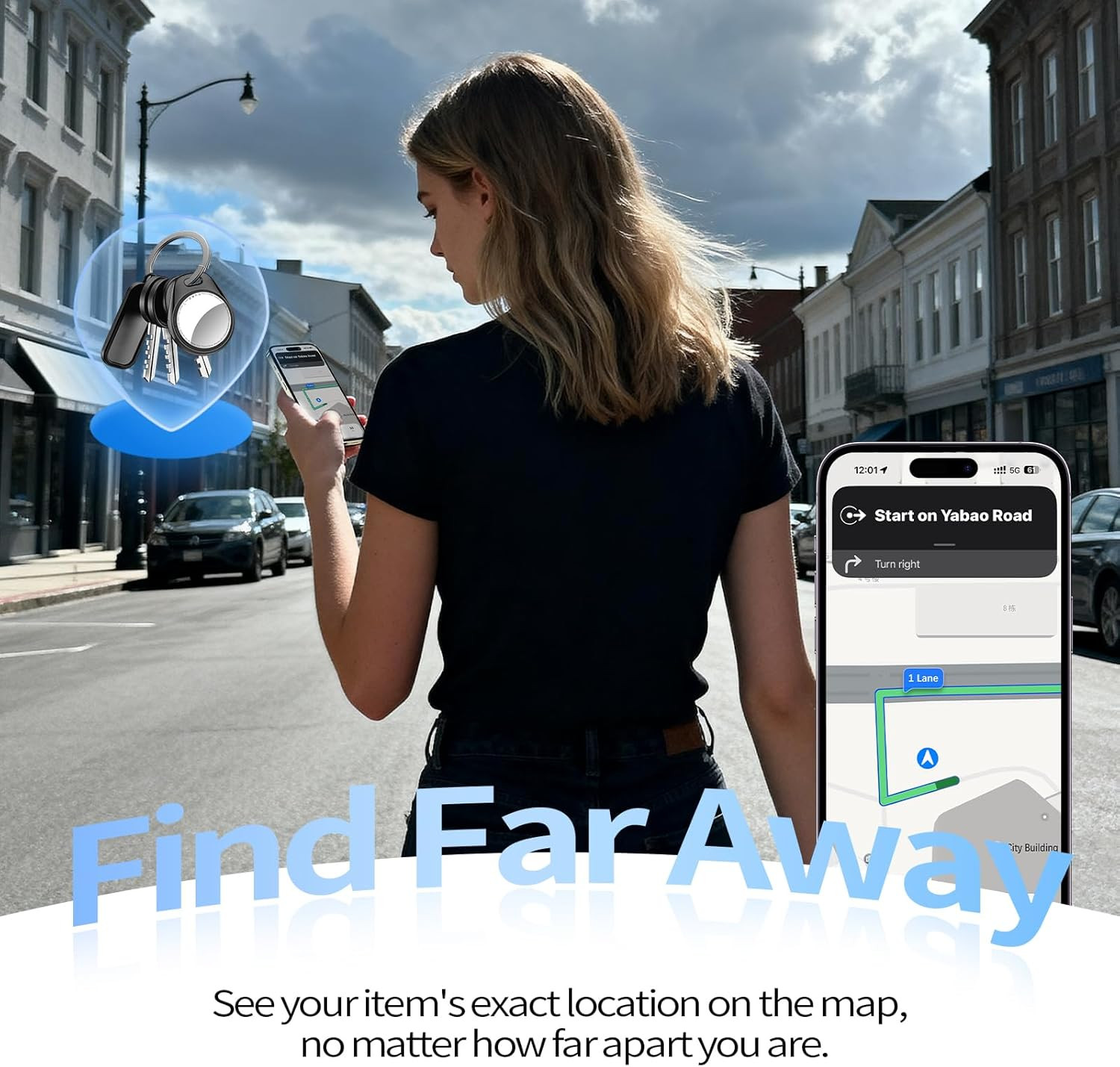 [iOS Only] Tukio Air Tracker Tags 4 Pack Black, [Apple MFi Certified] Bluetooth