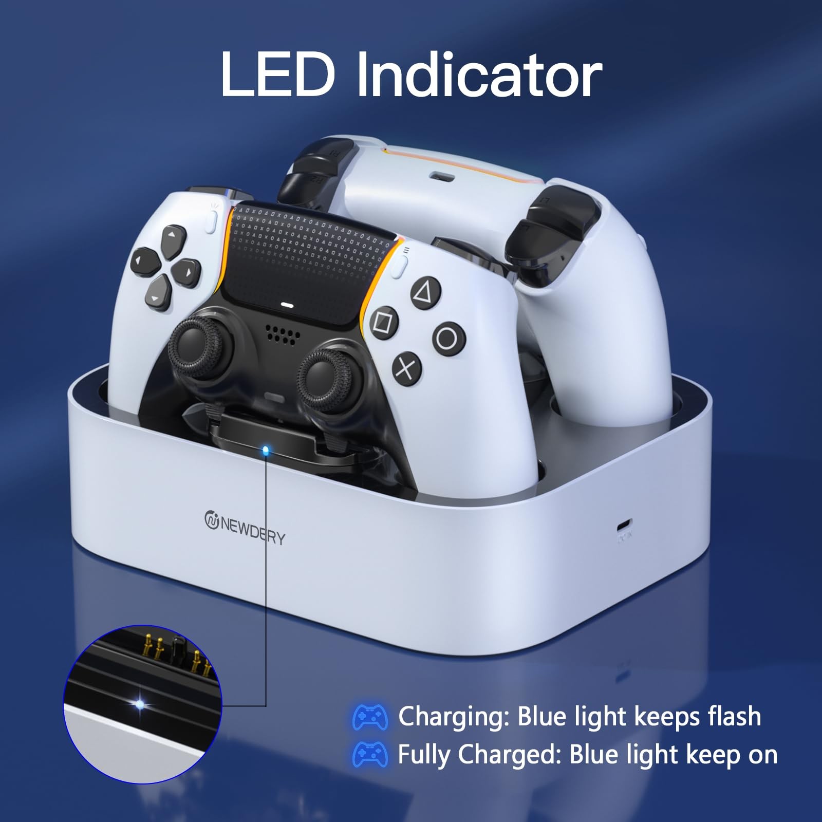 Dual Charging Station for PS5 Controller, Fast Charging Dock Stand with Cable