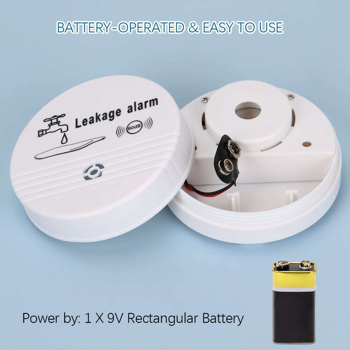 Automatic WaterLeak Detector 90/120dB WaterSensor Alarm Flood Alert for Basement