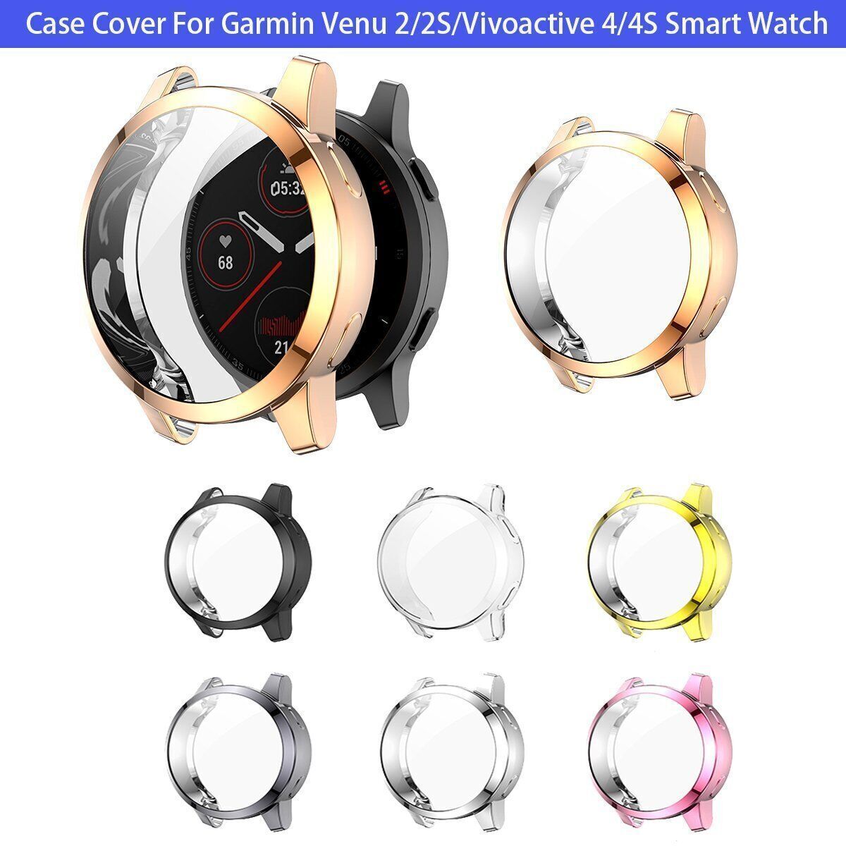 Soft TPU Silicone Case Cover For Garmin Venu 2/2S/Vivoactive 4/4S Smart Watch //