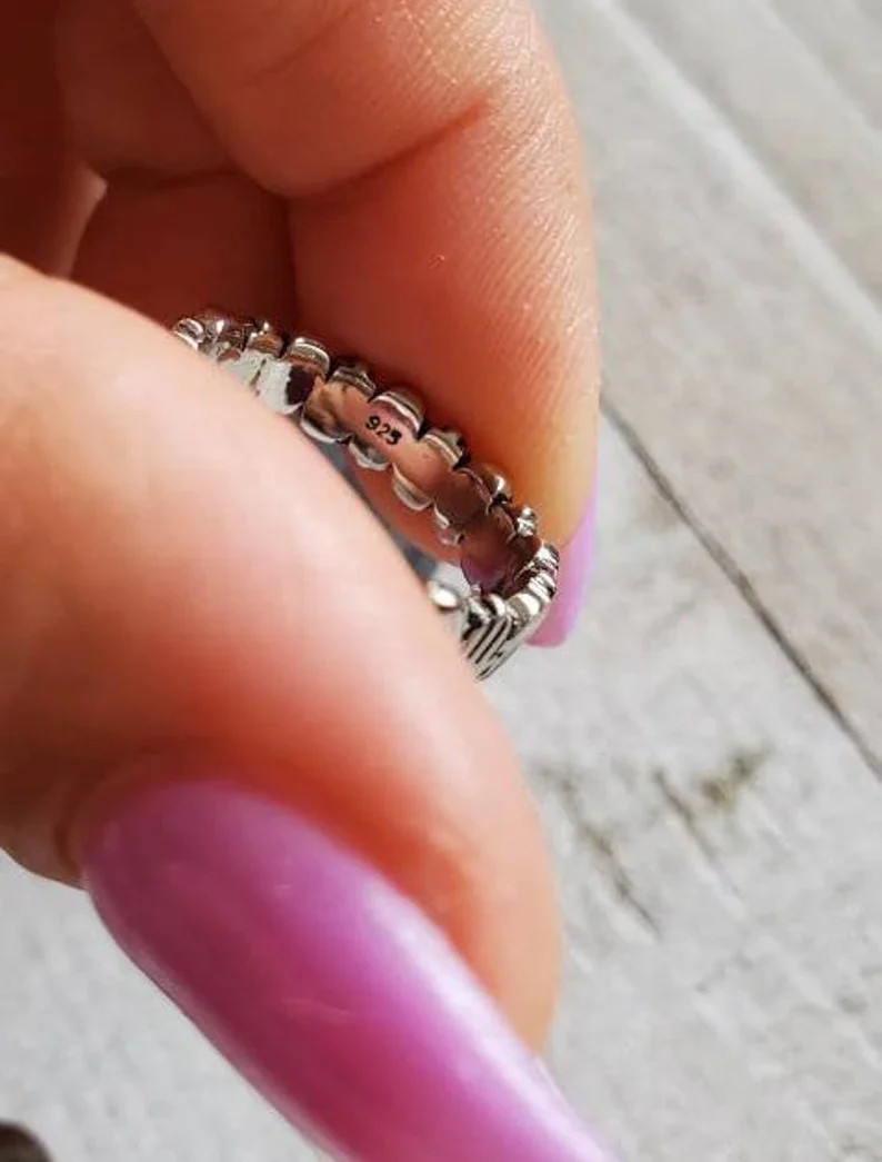 Sterling Silver Hand of Fatima Hansa Protection Amulet Ring