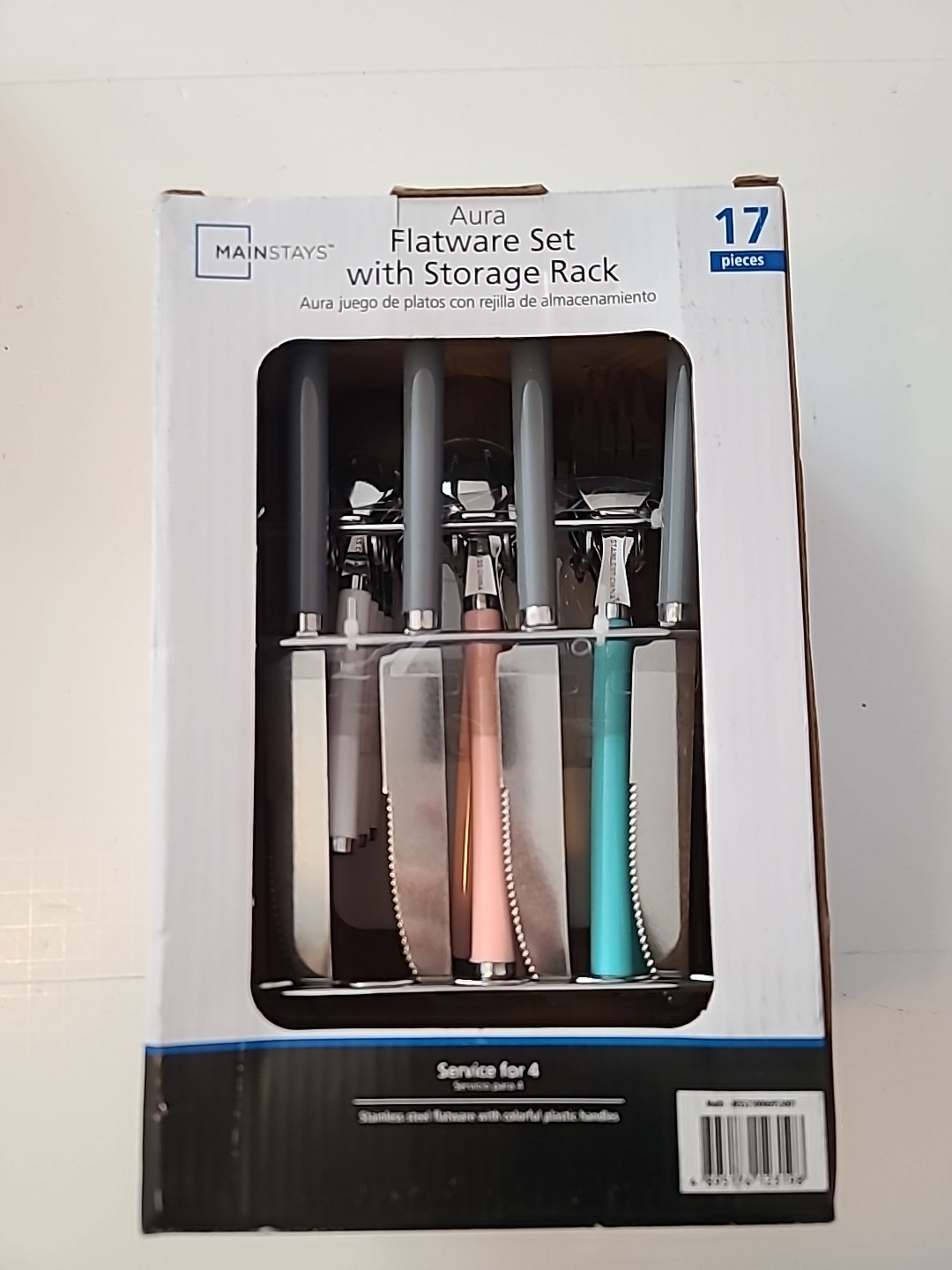 NEW Aura Flatware Set With Storage Rack Silverware 17 Pieces