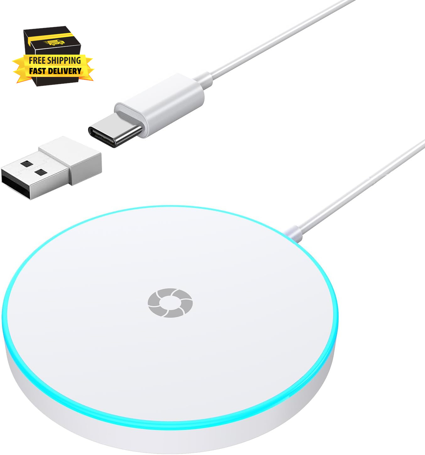 For Magsafe Charger with LED Ambient Light, 15W Magnetic Wireless Fast Charging