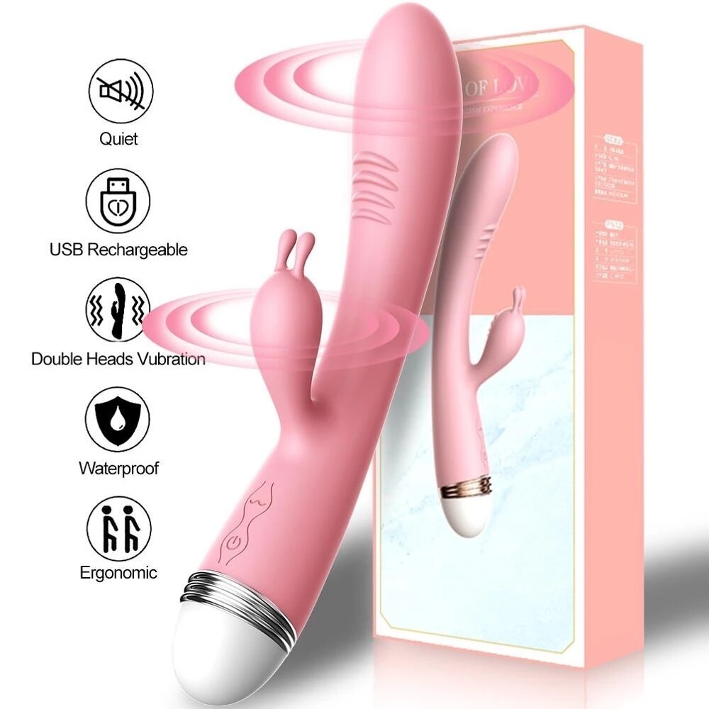 Rechargeable Vibrator Rabbit Sex Toy G-Spot Dildo Massage Multispeed Women Adult