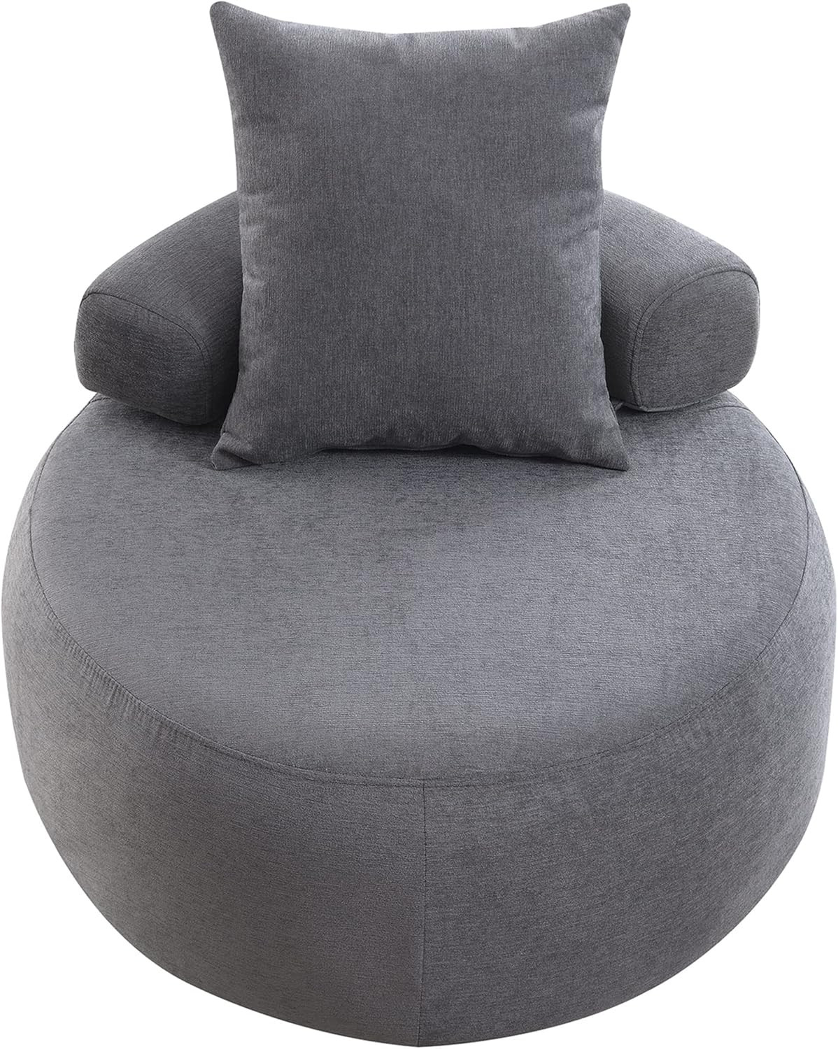 Light Gray 32" Modern Round Leisure Chair with Soft Chenille Pillow for Home