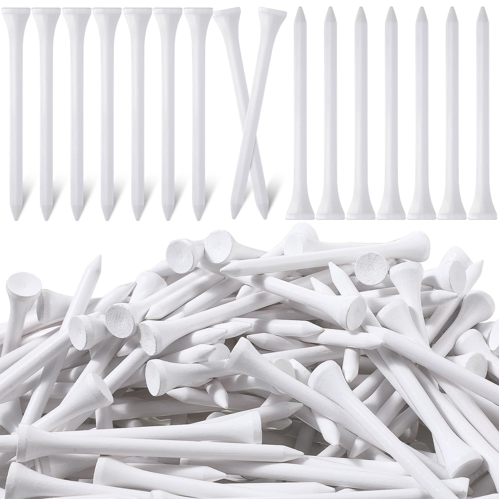 2000 Pcs Bamboo Golf Tees - Professional Bulk Set, Reduce Friction & Side Spin,
