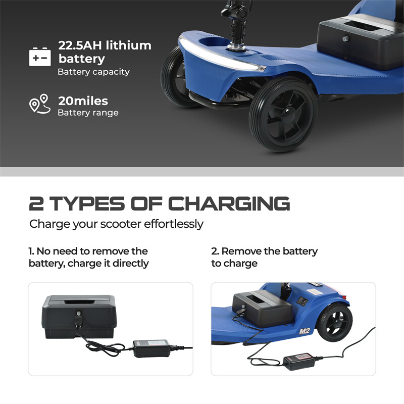 4 Wheels Foldable Mobility Scooter 20 Miles 330bs Capacity 5 MPH w/ LED Light