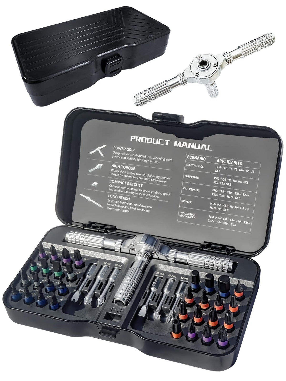 40 in 1 Magnetic Screwdriver Sets, DIY Multi Bits Ratchet Chrome