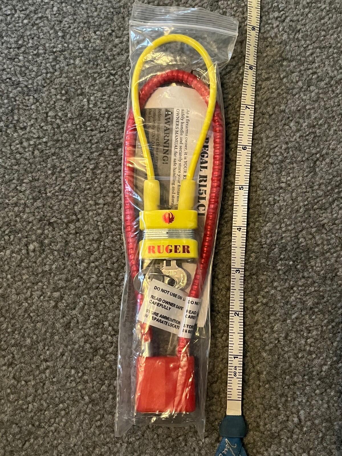 9" Ruger Lock & 15" Red Regal Gun Firearm Cable Lock w 2 Keys 30mm Model R15LC1