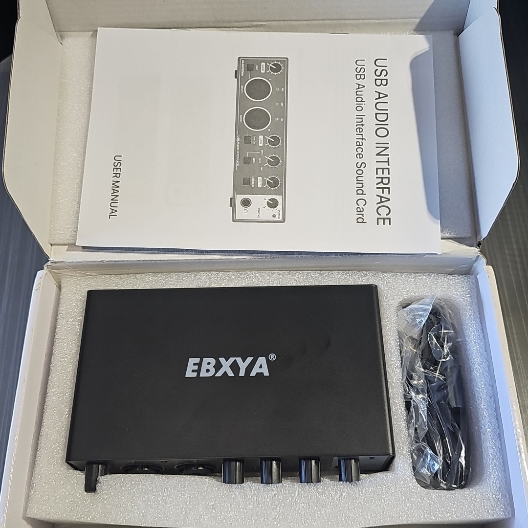 EBXYA 2i2 USB Audio Interface for PC Recording, 24-bit/192kHz Plug and Play