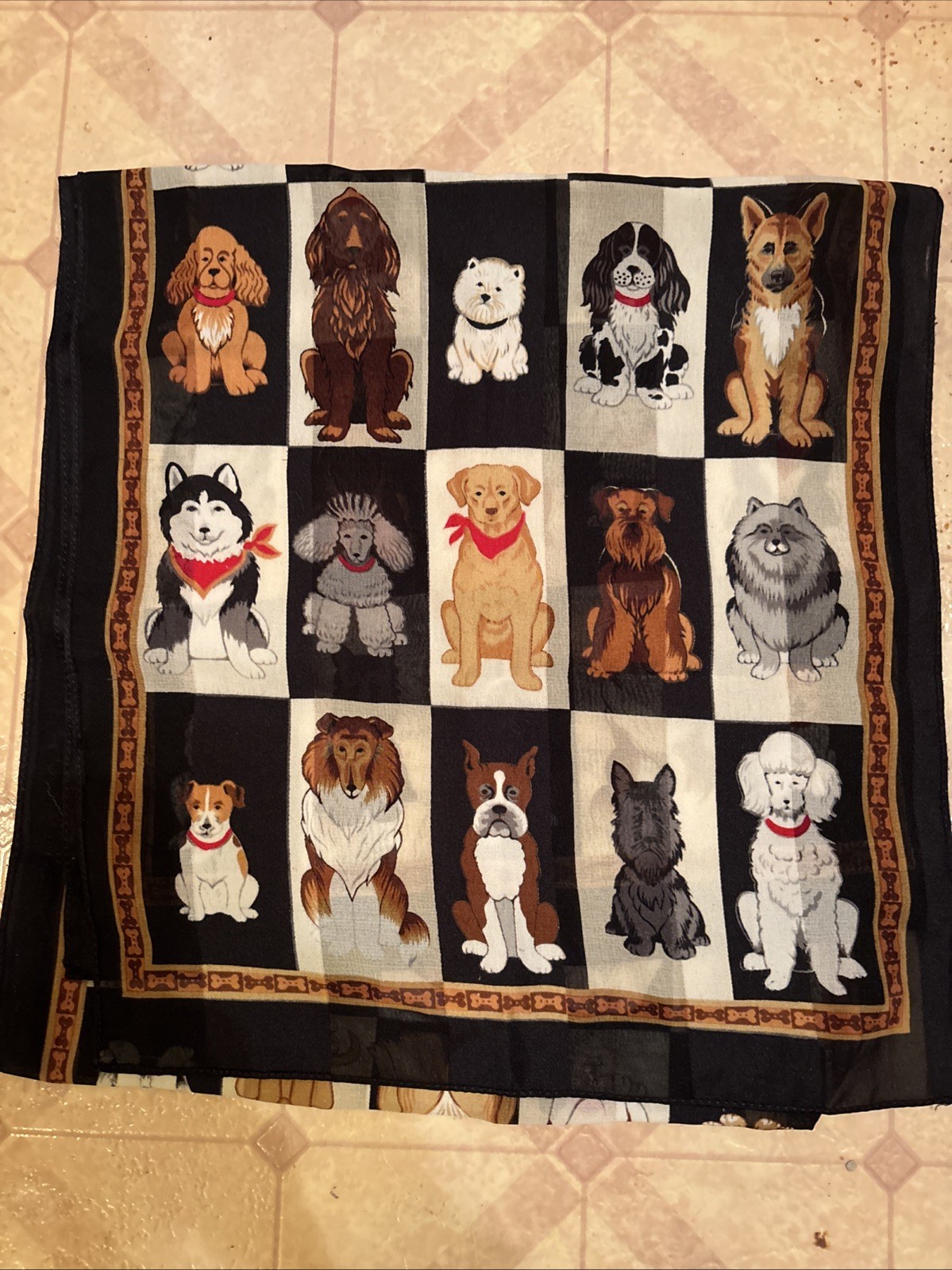 Dog Breeds Scarf Dog Puppy Lover, Walker, Groomer, Veterinarian Tech 60” X 13”