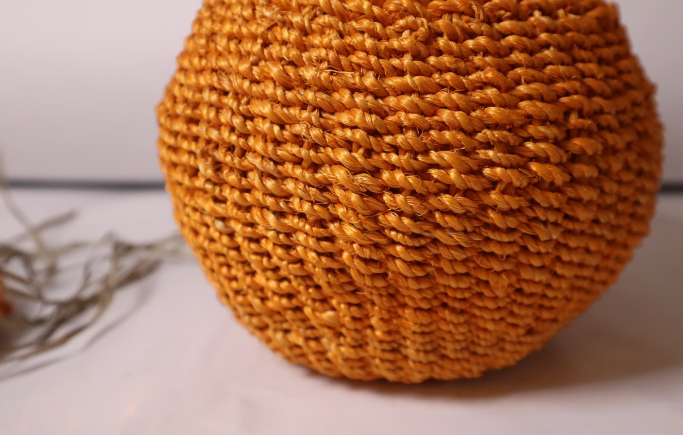 Woven Pumpkin Basket with Lid Fall Thanksgiving Decor Orange