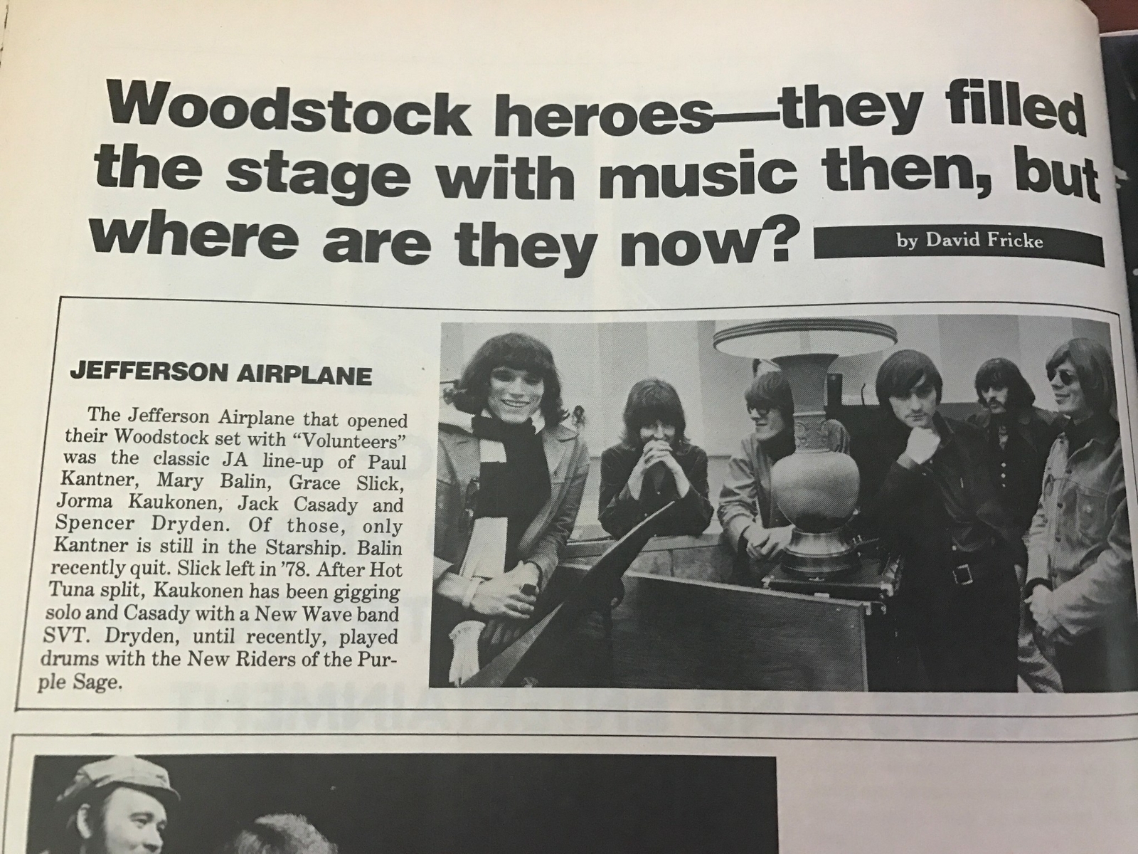 1979 VINTAGE 2PG MAGAZINE PHOTO CLIPPING ARTICLE HEROES OF WOODSTOCK NOW&THEN