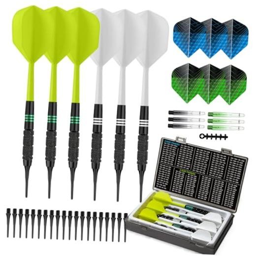 Soft Tip Darts Set 6 Pack – Professional Darts Plastic Tip with Integrated