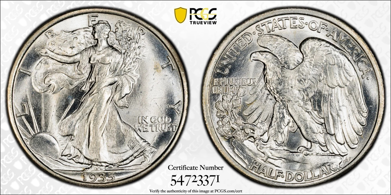 1935 P Walking Liberty Half Dollar PCGS MS-65