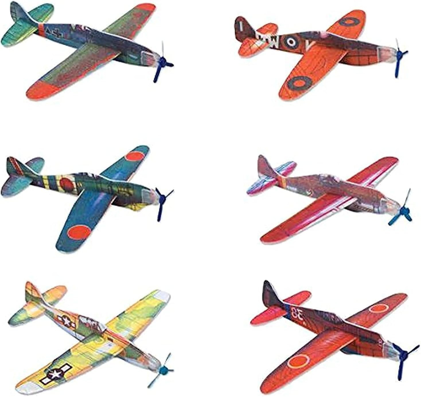 8 Inch Flying Glider Plane, Set of 12 Multicolor