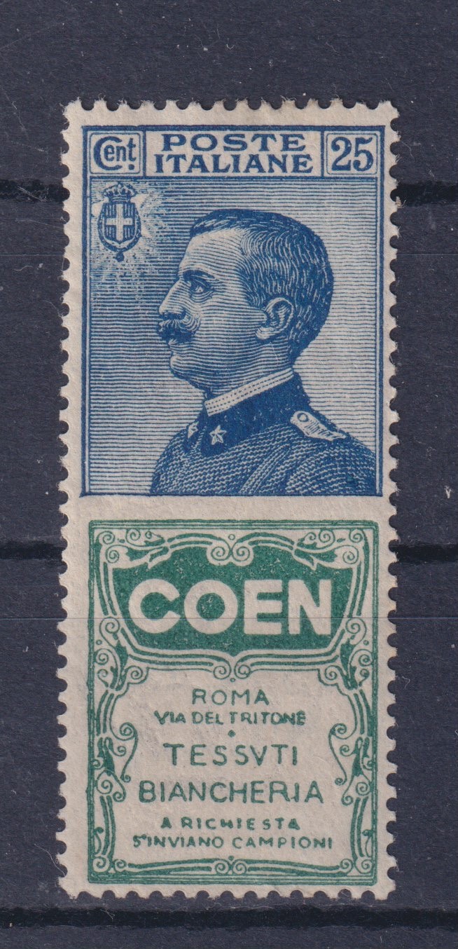 KINGDOM OF ITALY 1924 COEN 25 CENT. M.N.H. CERT. CAFFAZ