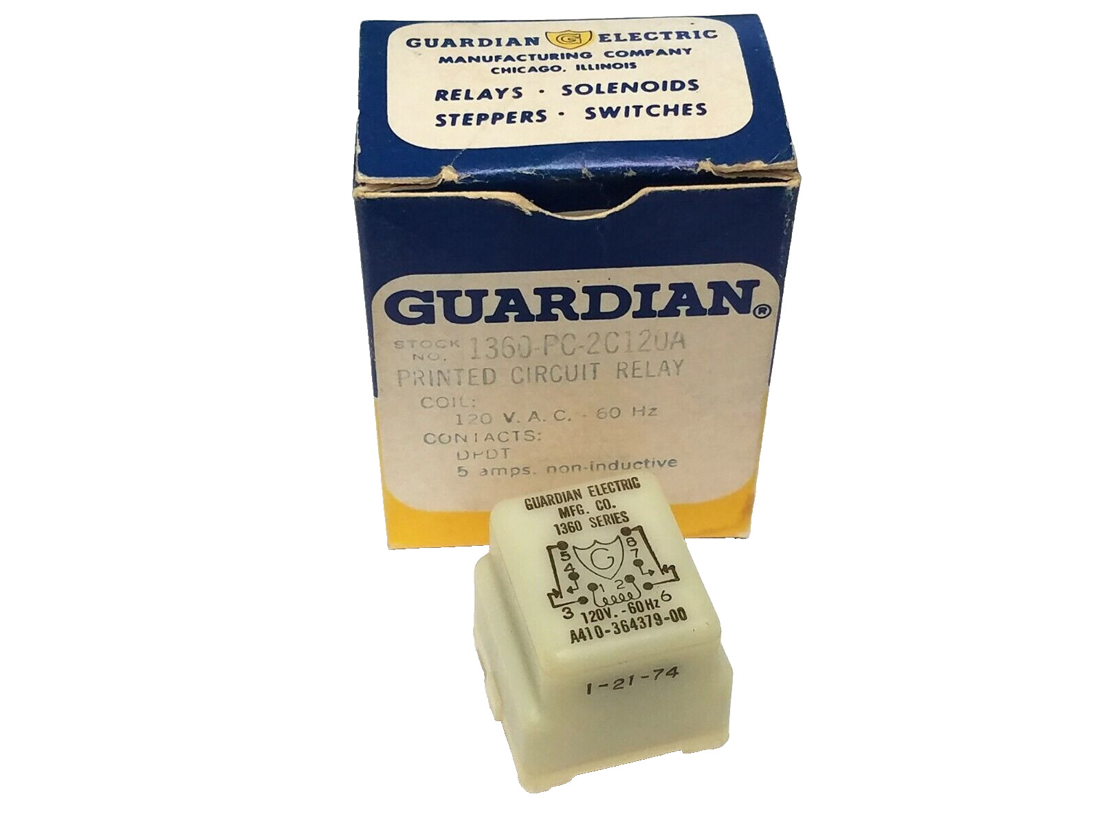 Guardian Electric 1360-PC-2C120A Printed Circuit Relay