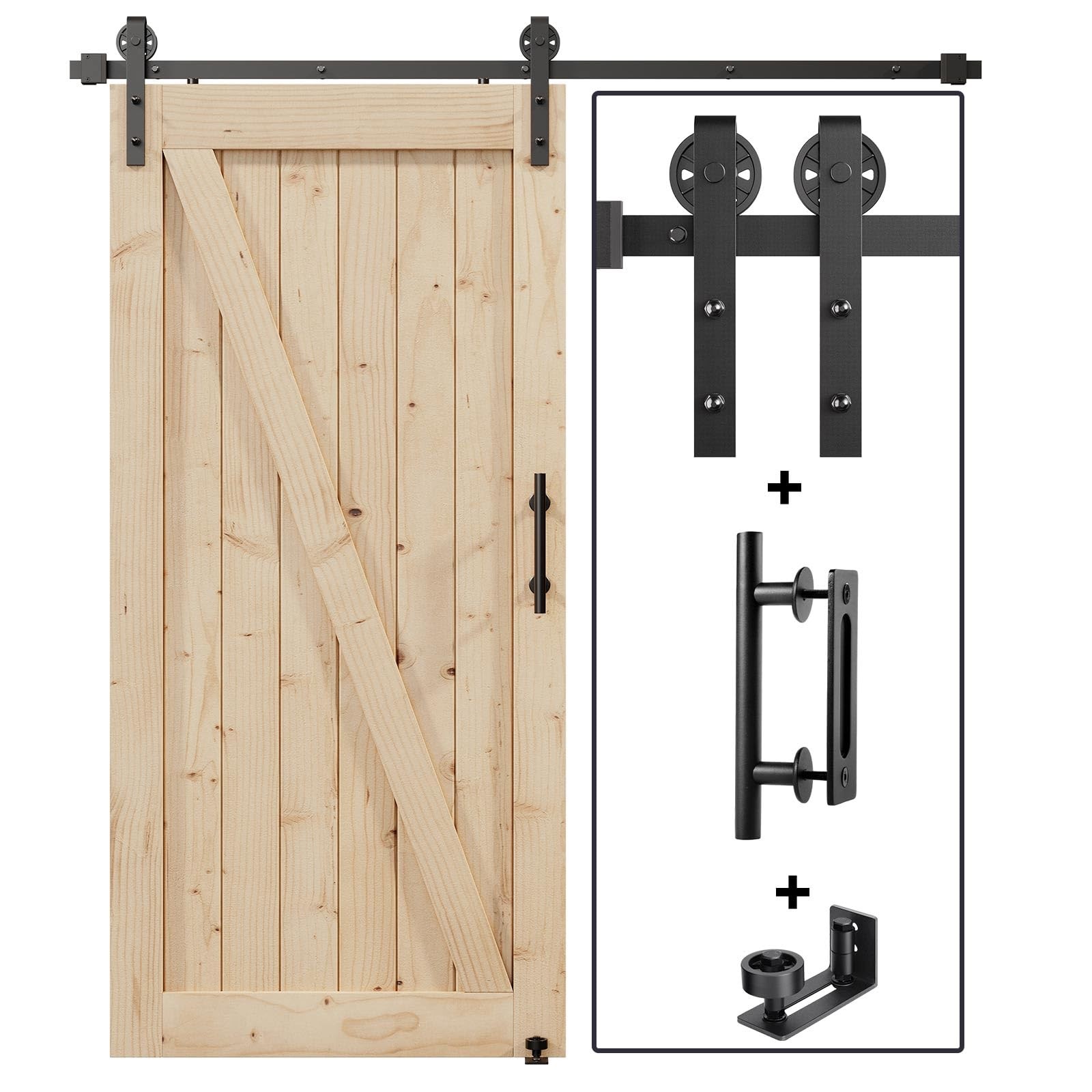 EaseLife 6.7FT Sliding Barn Door Hardware Track Kit & Track, Black