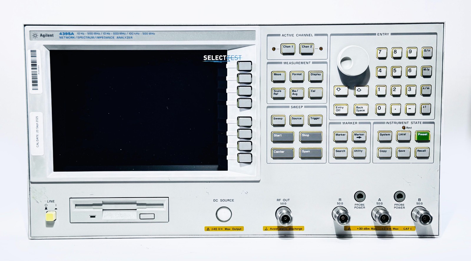 AGILENT (HP) 4395A SPECTRUM / NETWORK ANALYZER W/OPTIONS 1D6 & 010 (REF.: 609R)