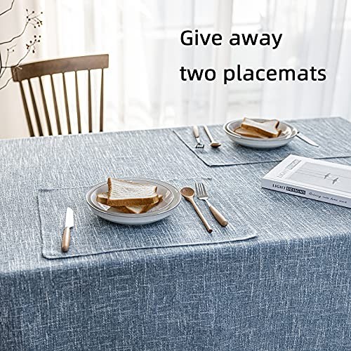 Waterproof Cotton Linen Tablecloths 70" x 54" (Rectangular) Dirty Blue