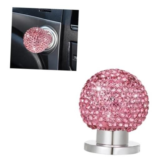 YoRise Bling Car Push Start Button Cover, Rhinestone Car Start Button Pink