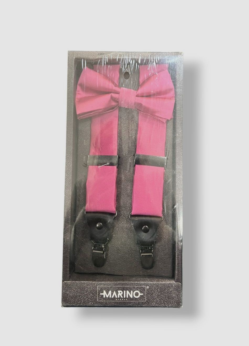 Marino Men's Pink Sharp Dressed Suspenders Bow Tie Set