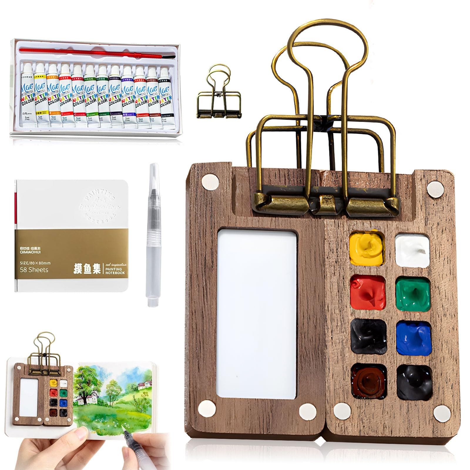 Mini Paint Palette Travel Kit, Mini Watercolor Paint Set, Travel Watercolor P...