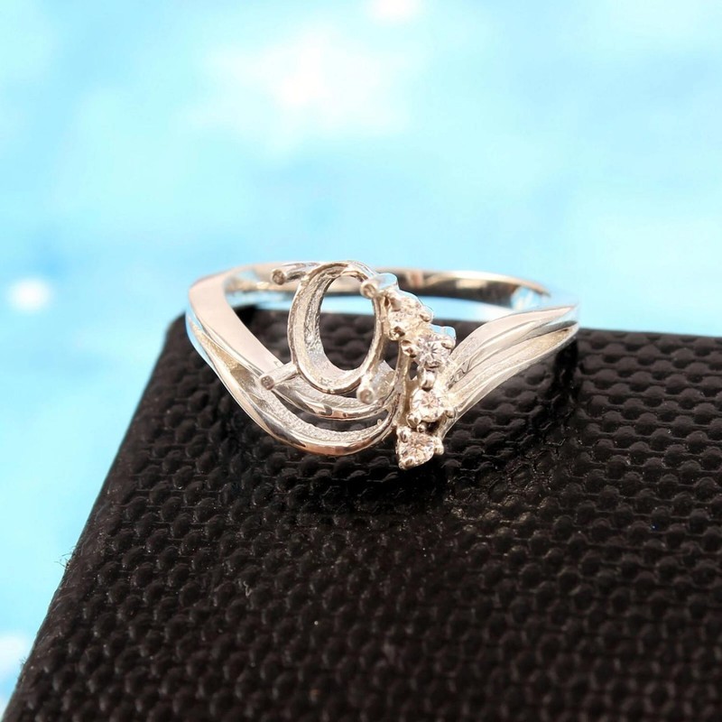 Semi Mount 6x8 mm Oval Ring Setting Engagement Ring 925 Sterling Silver Ring