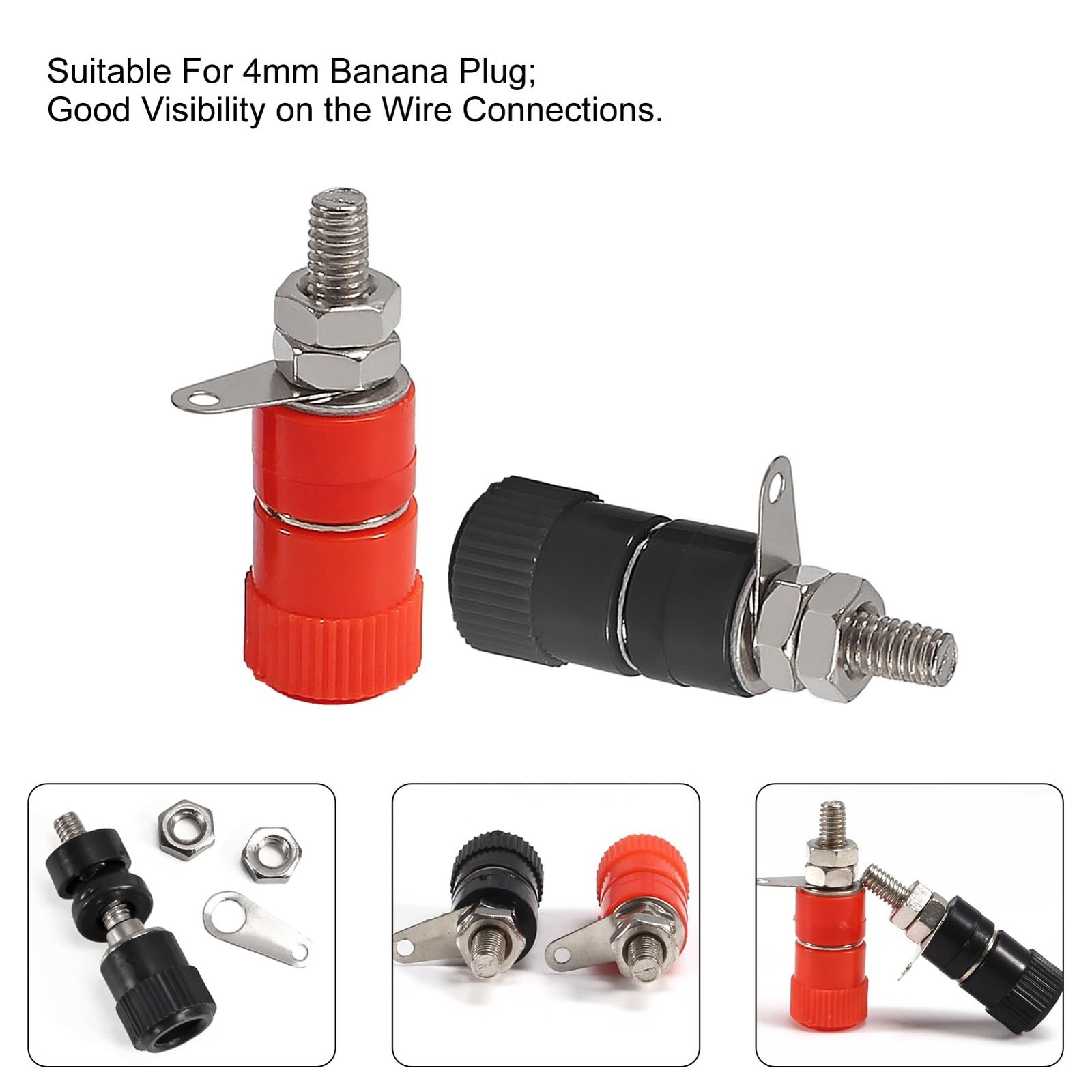 30PCS Binding Posts Terminals 4mm Banana Plug Socket & Red and Black Gold Pla...