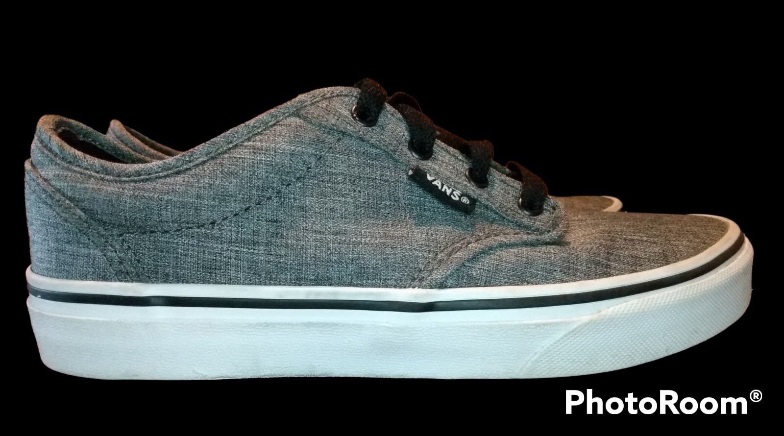 Vans Off The Wall Gray Black Canvas Sneakers Skate Shoes Youth 3.5 Womens 5