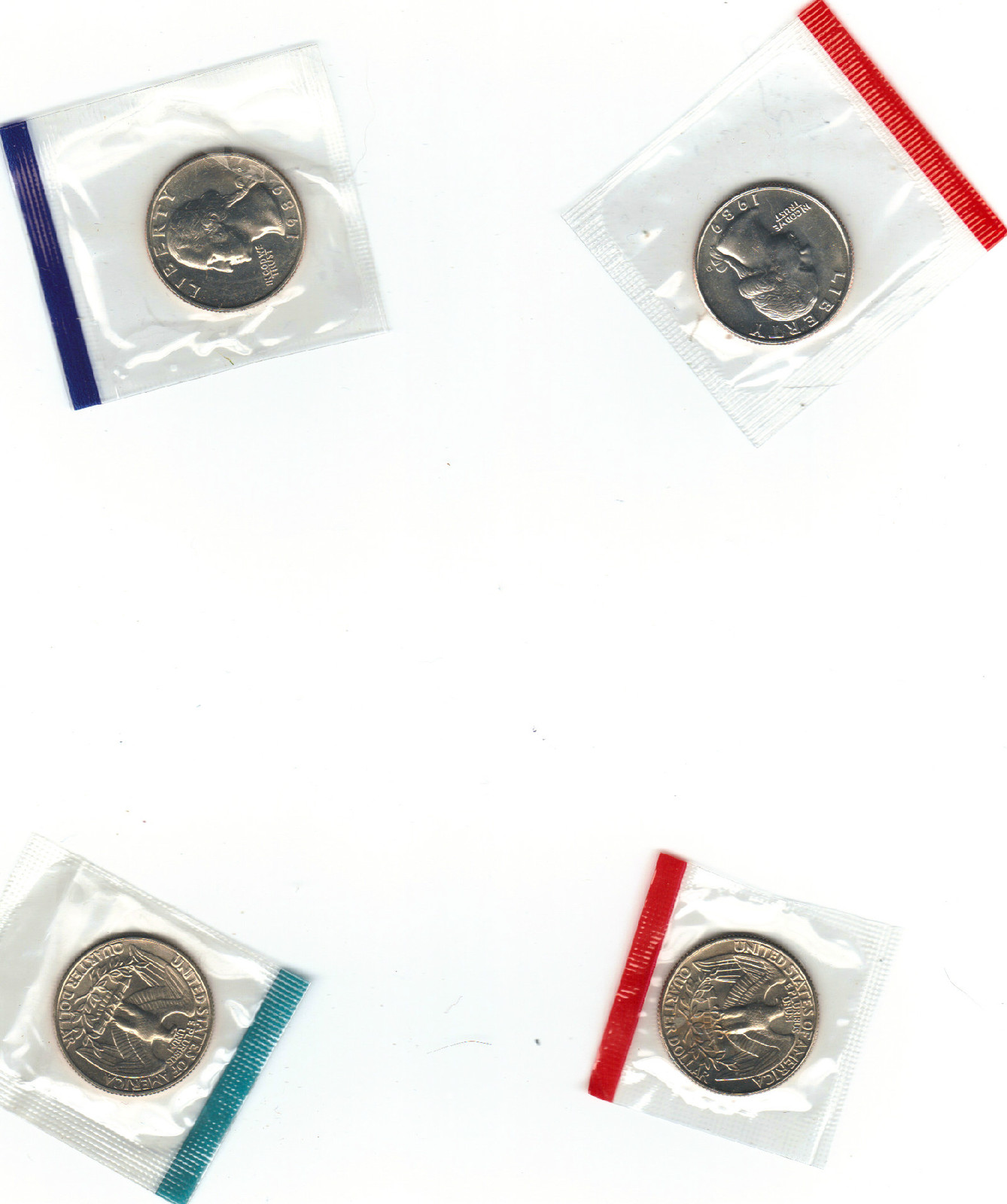 1989 P+D WASHINGTON QUARTER UNCIRCULATED STILL IN MINT CELLO L@@K