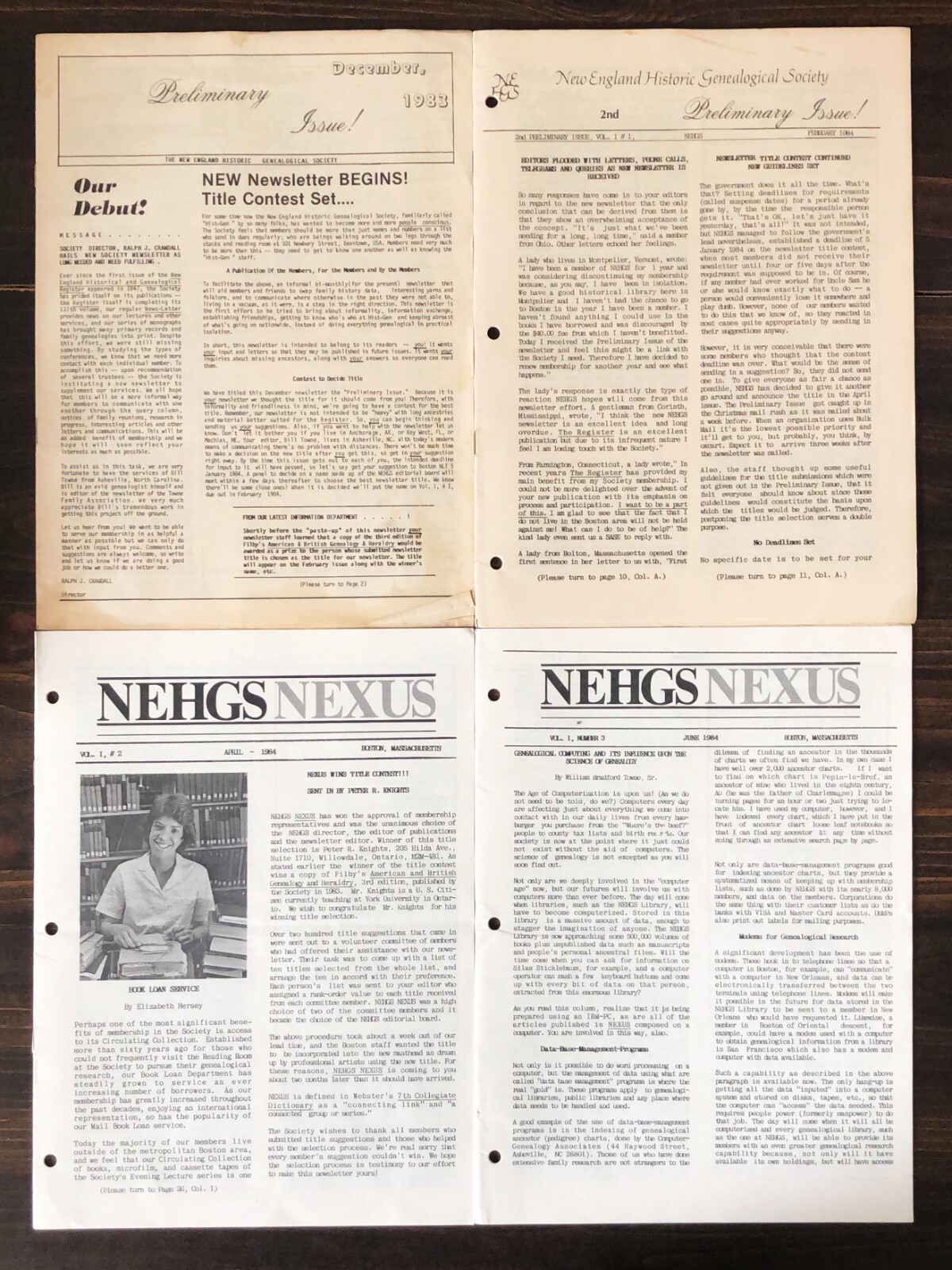 1984 NEHGS NEXUS Newsletter, Lot of 6