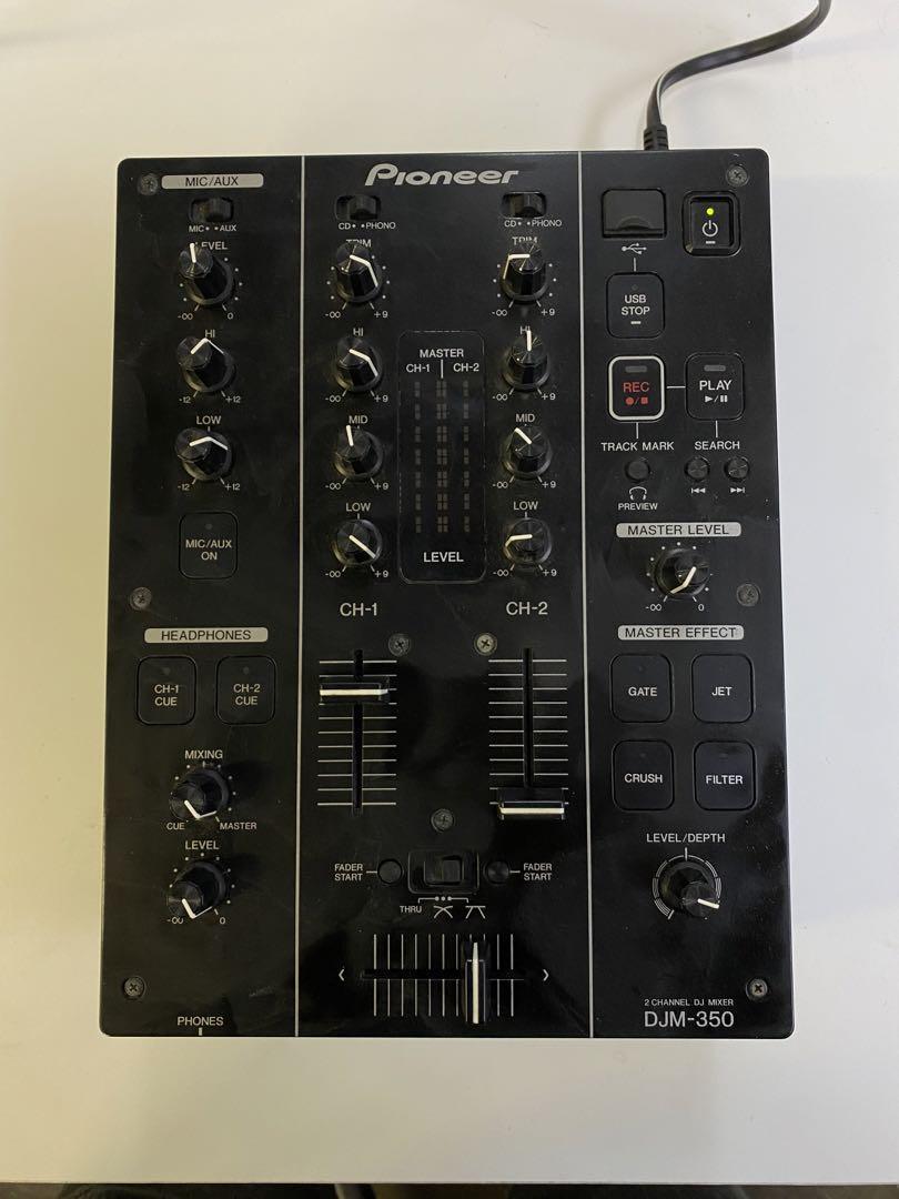 Pioneer DJM-350 Black DJ Mixer 2-Channel USB Recording Isolator Tested Woking