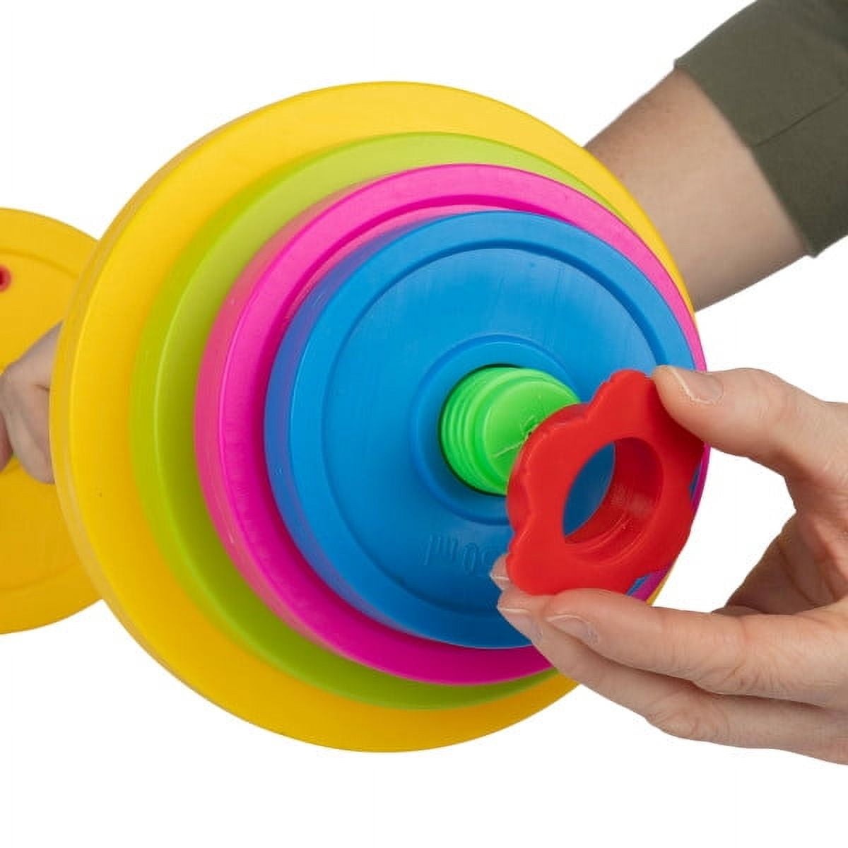 Kids Weight Set - Barbell and 8 Adjustable Plates for Ages 3 and Up
