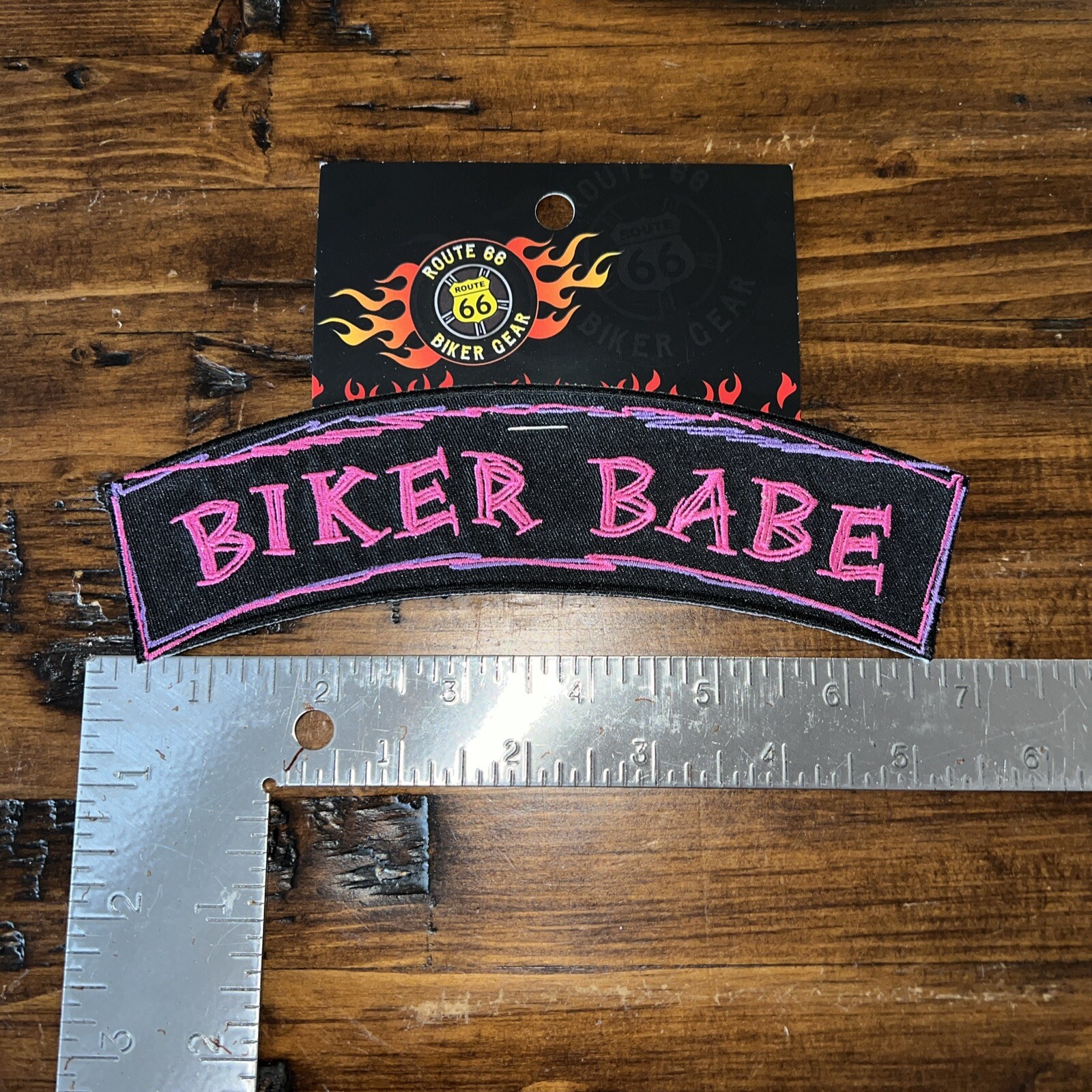 Biker Babe 7” Patch Black And Pink