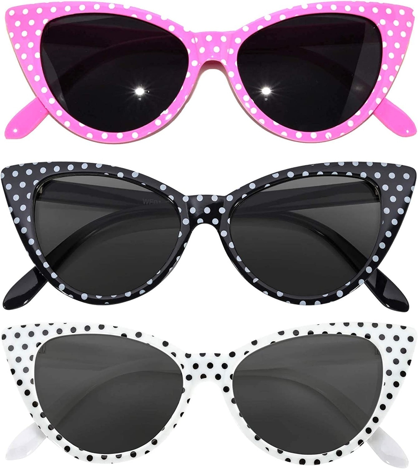 3 Pairs Cat Eye Sunglasses for Women, UV Protected Retro Sunglasses Womens, B...