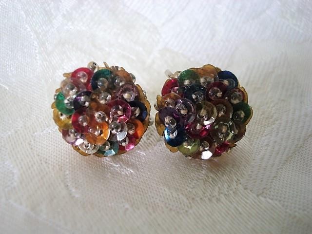 Vintage SB Earrings With Colorful Sequins KJ
