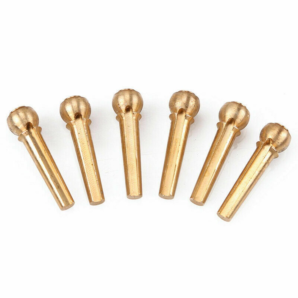 6x Acoustic Guitar Brass Bridge Fixed Pins Cone String Dot Solid String Nails