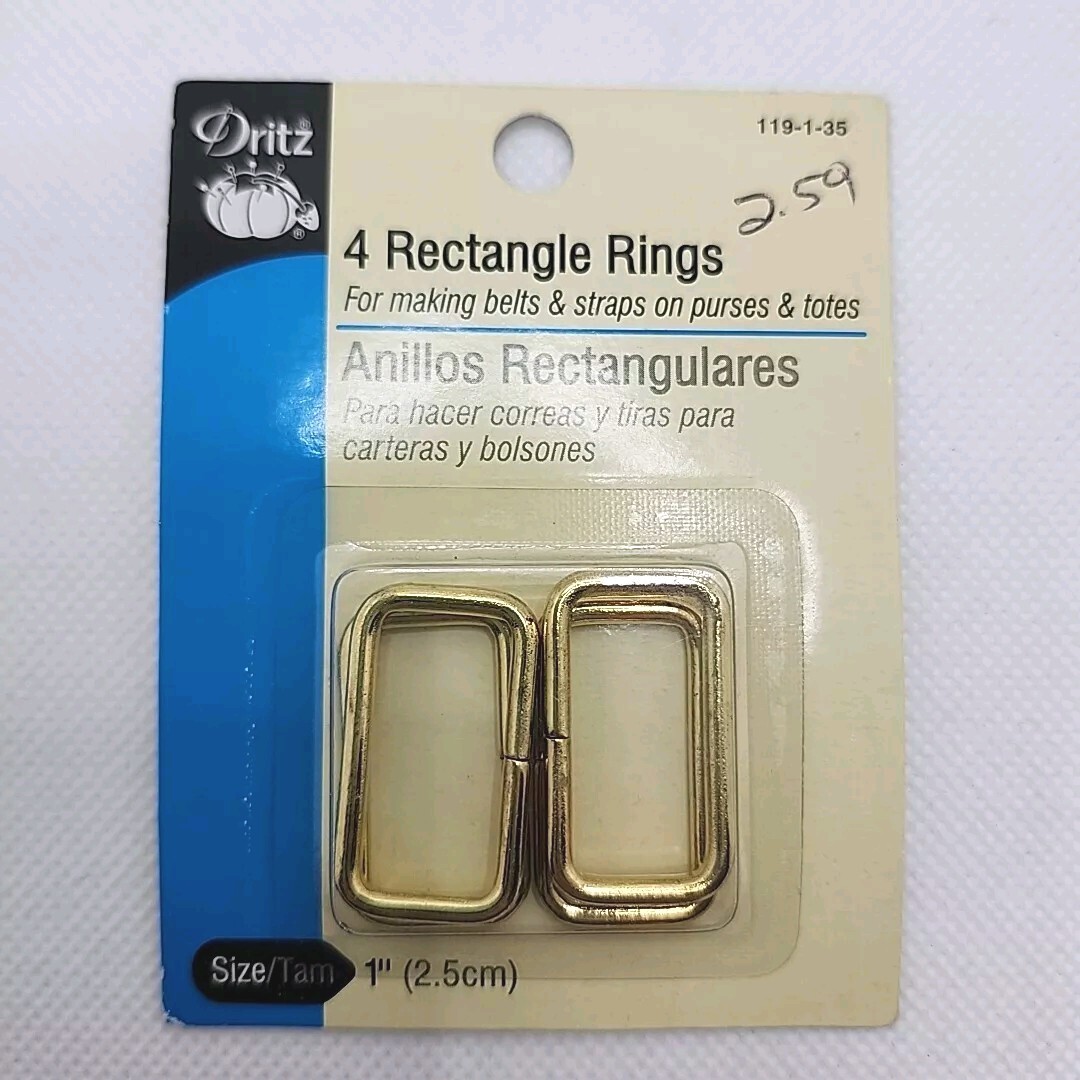 1 Package Of 4 Dritz 1" (2.5cm) Rectangle Rings Goldtone 119-1-35