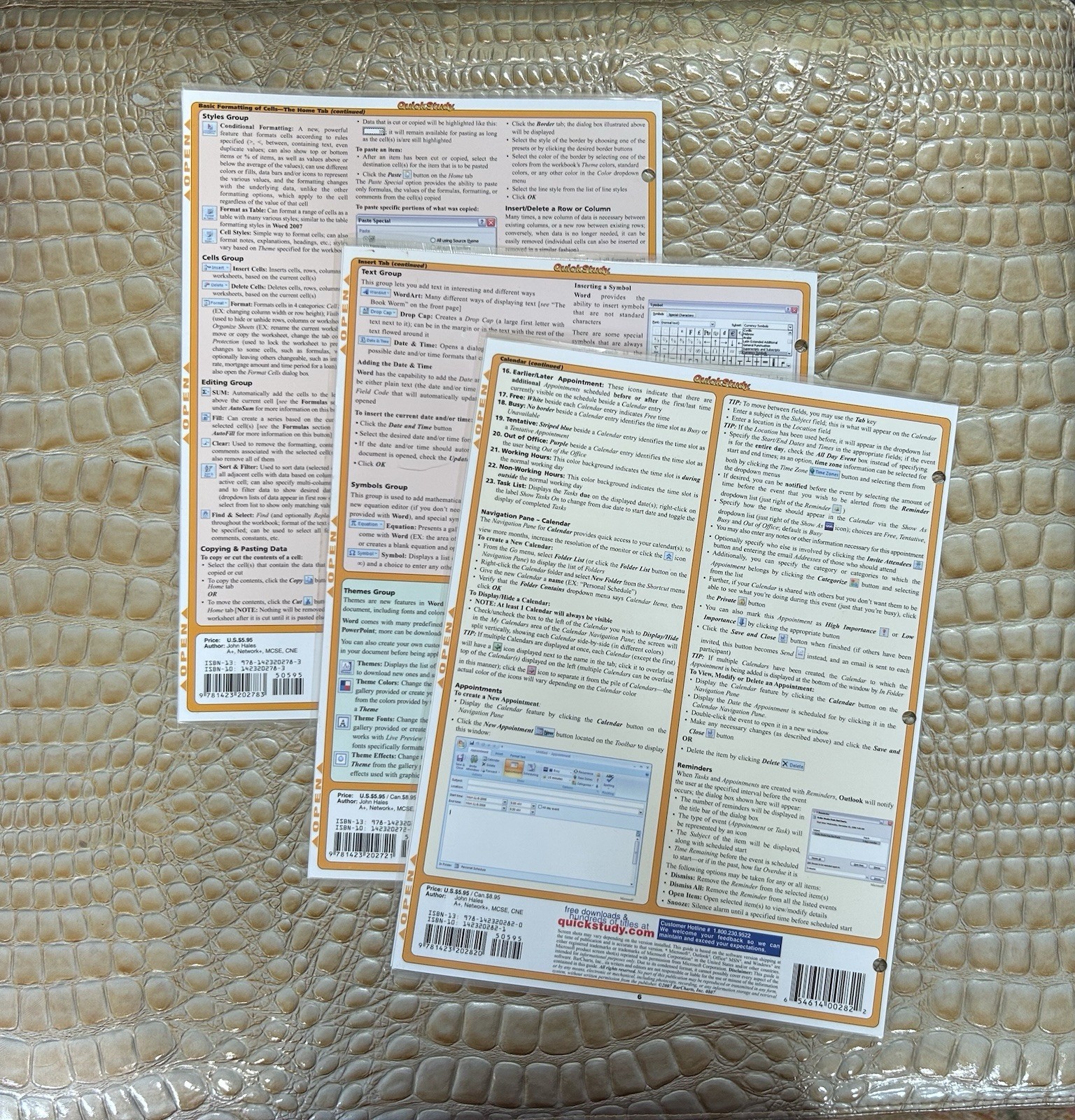 Laminate Quick Reference Software Guides Tri-fold Outlook Excel Word 2007