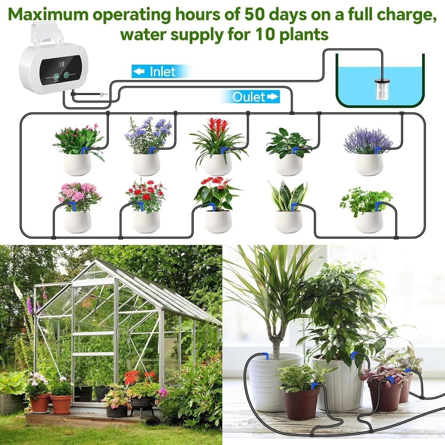 Automatic Plant Watering System - Auto Timer for Indoor/Outdoor Potted Plants