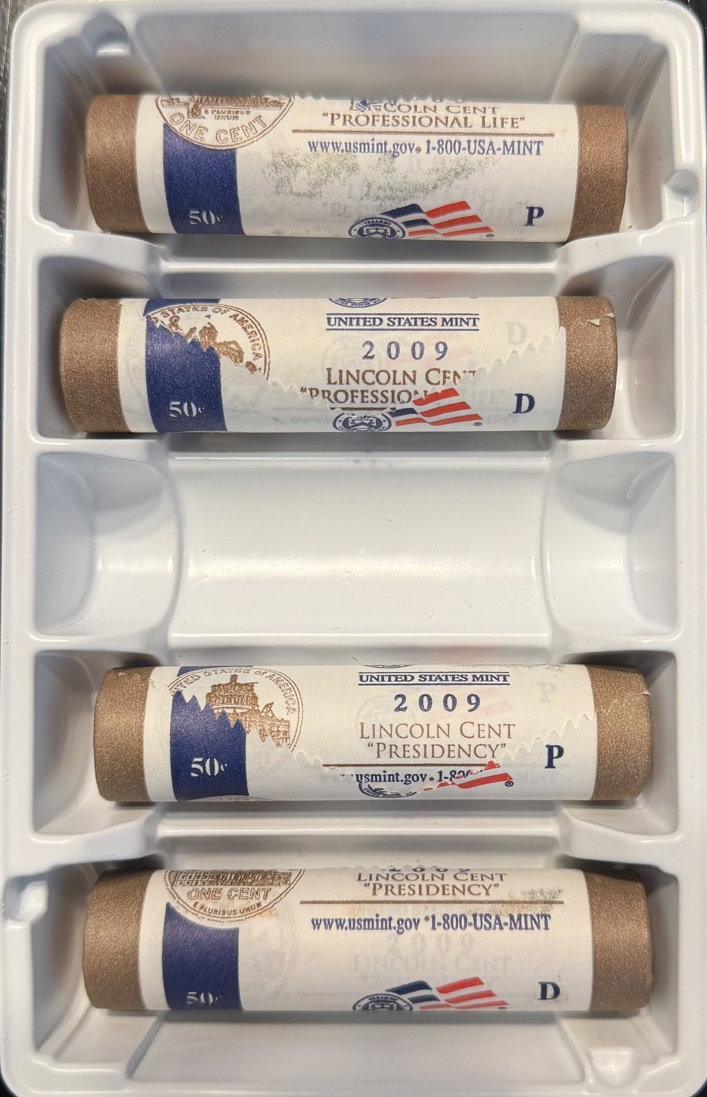 2009 P+D US MINT Lincoln Cent - Professional Life and Presidency Rolls