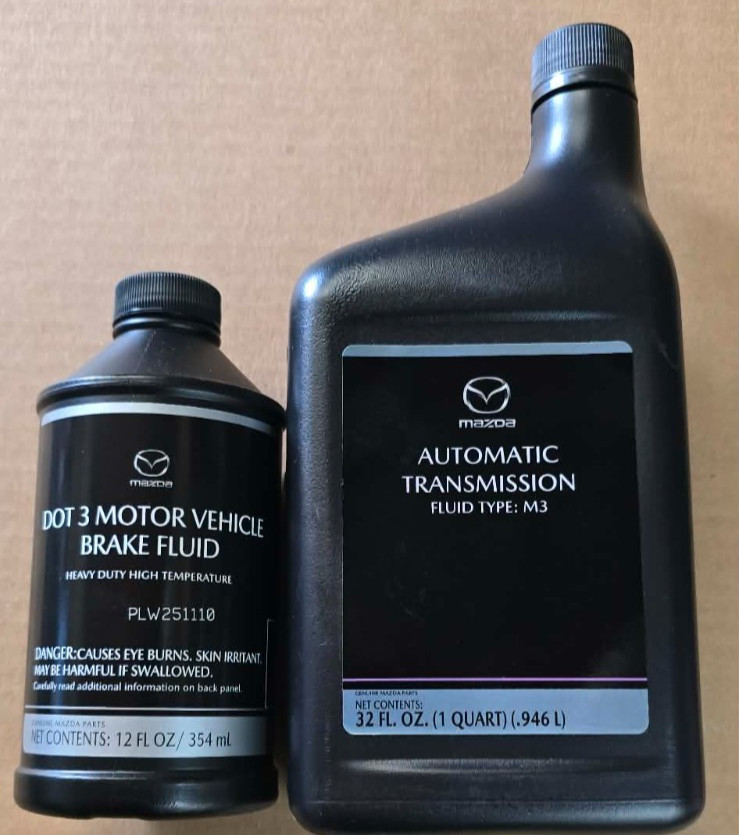 Genuine for Mazda Power Steering Fluid (Red Color) 1quart + Brake Fluid 12oz.