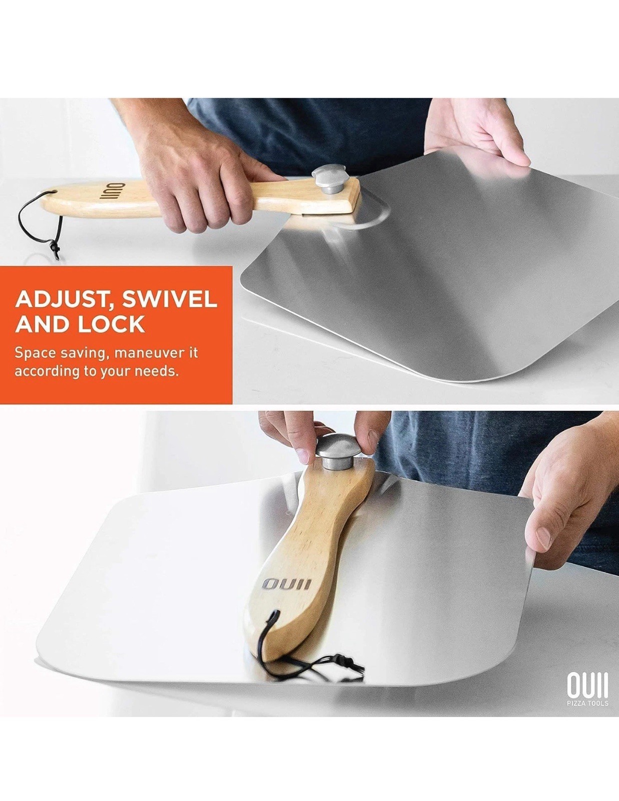 OUII Aluminum Pizza Peel Metal - 12 x 14 Inch. Spatula for Oven with...