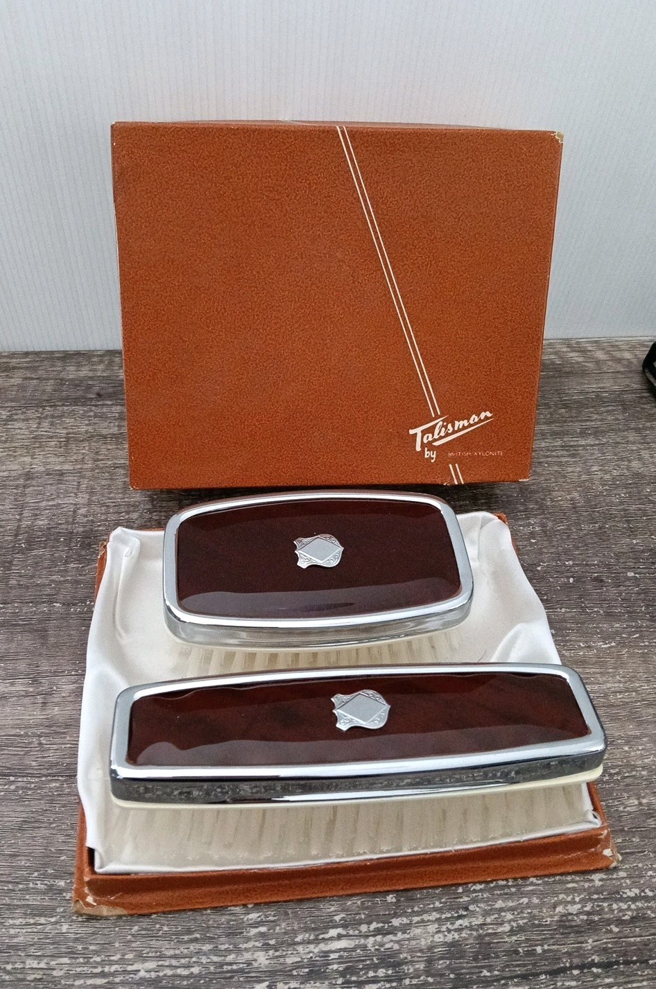 Vintage Talisman Gentleman’s Brush In Original Box British Xylonite