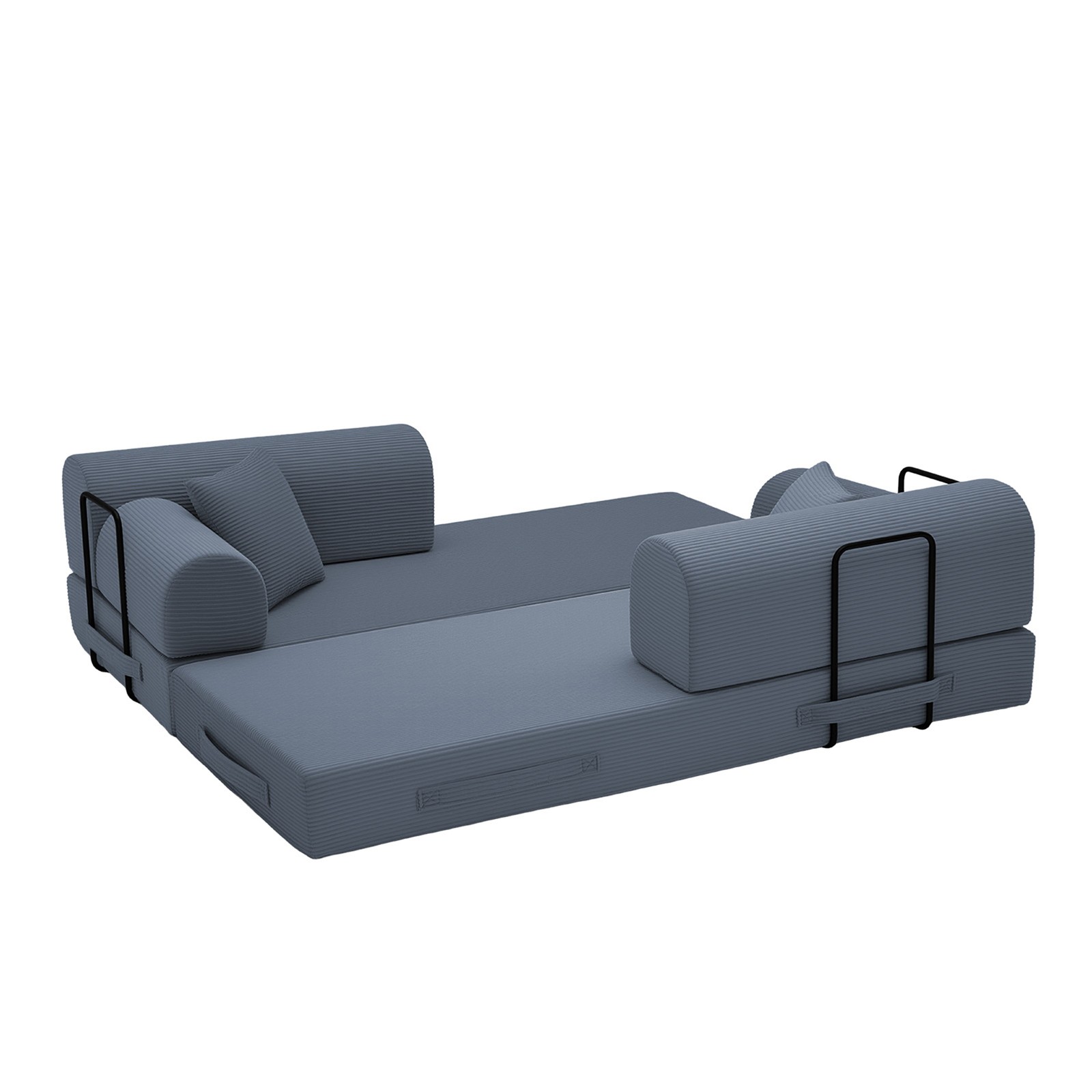 Convertible Sleeper Sofa Bed, Corduroy Folding Couch, Dark Gray
